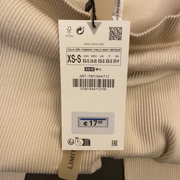 Zara Women's Ribbed Leggings Ankle Length Pull On Stretch Ivory Size XS / S NWT - Picture 11 of 13